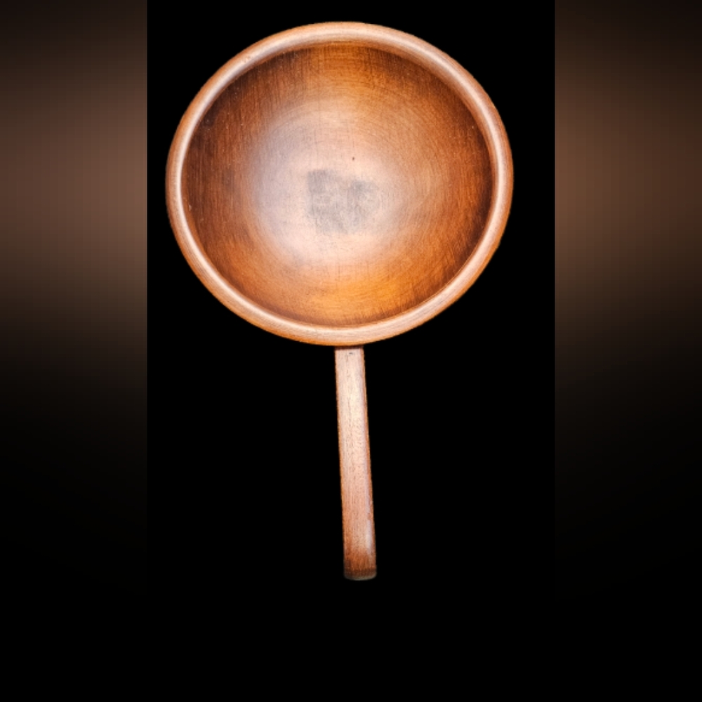 Vintage Woodpecker Woodware Solid Wooden Bowl with Handle